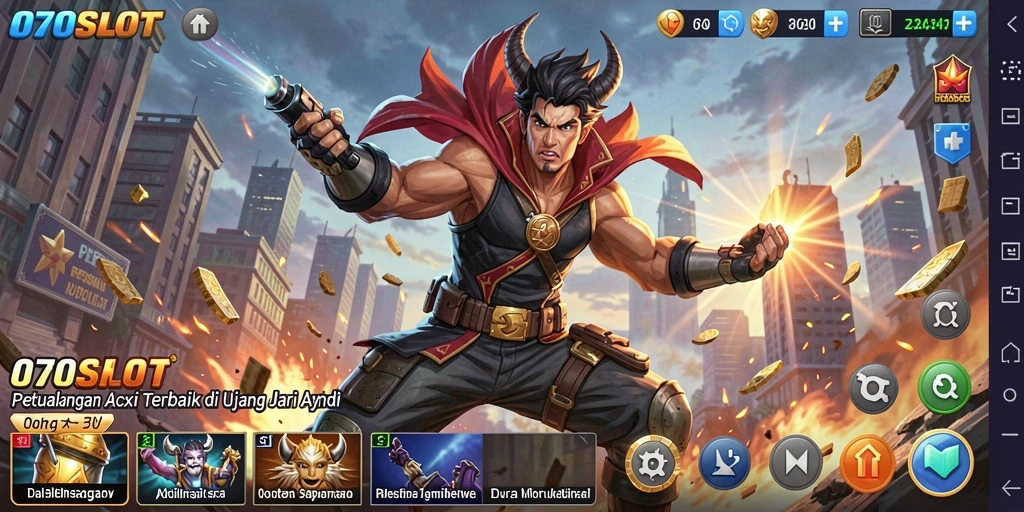 Screenshot gameplay 070SLOT menampilkan aksi mendebarkan dan karakter yang dinamis.
