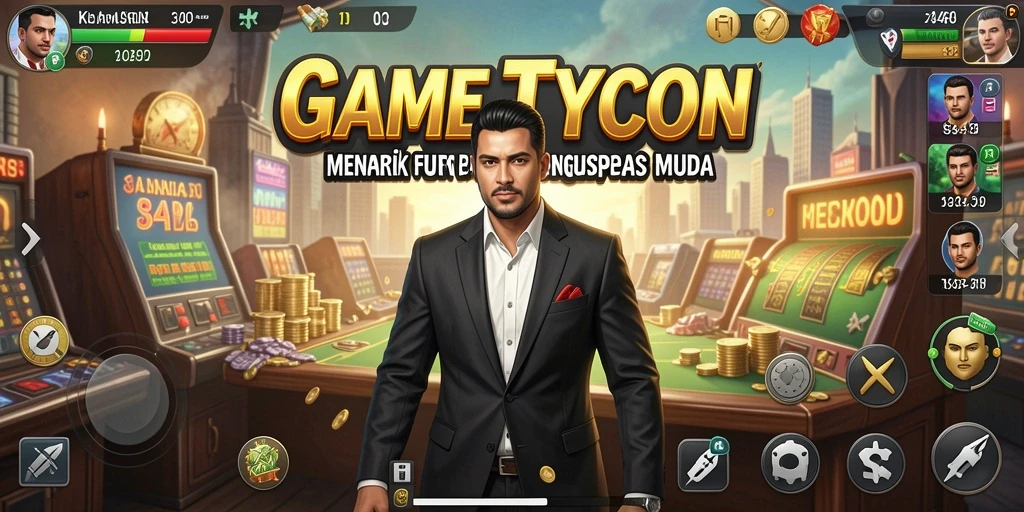 Tangkapan layar utama 34R menampilkan gameplay Tycoon yang mendebarkan.