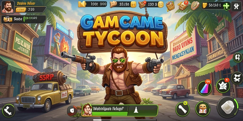 Tangkapan layar gameplay menampilkan manajemen bisnis yang dinamis di 55RP.