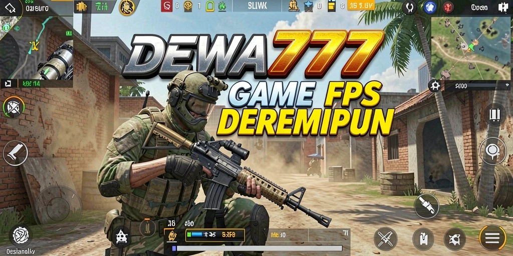 Tampilan gameplay intens dari DEWA777 yang menunjukkan aksi FPS seru.