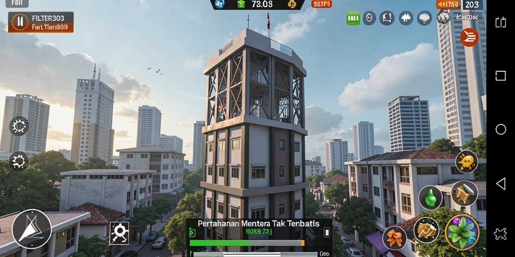 Tampilan menarik dari gameplay Tower Defense dengan strategi menara yang mendebarkan.