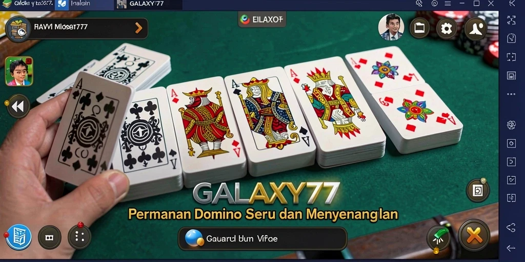 Tampilan gameplay seru di GALAXY77 yang menampilkan suasana permainan Domino.