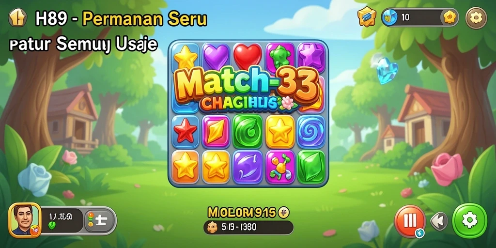 Tampilan gameplay seru H89 dengan elemen Match-3 yang berwarna-warni.