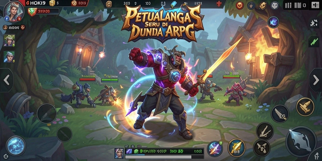 Tampilan gameplay <strong>HOKI9</strong> saat karakter bertarung melawan musuh.