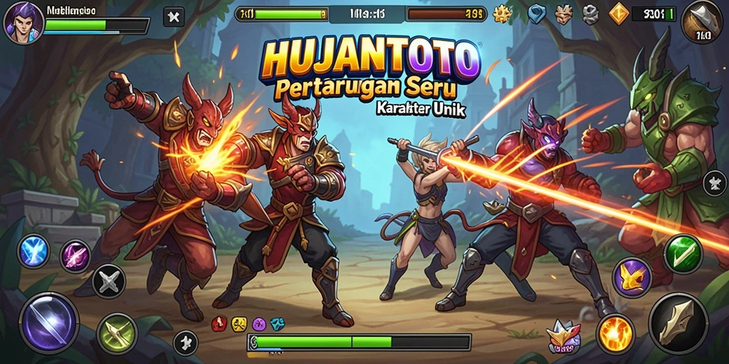 Tangkapan layar menunjukkan pertarungan epik dalam HUJANTOTO.