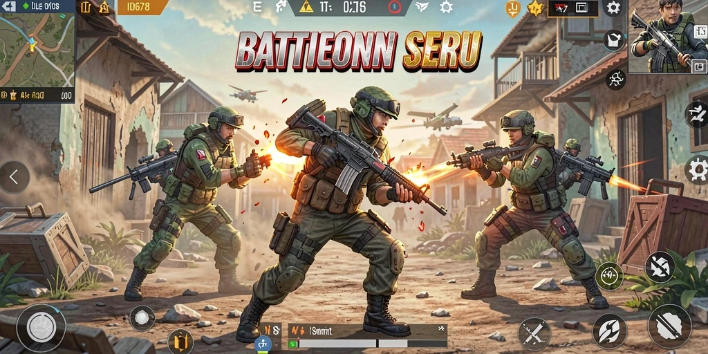 Screenshot ID678 menampilkan aksi Battle Royale yang seru