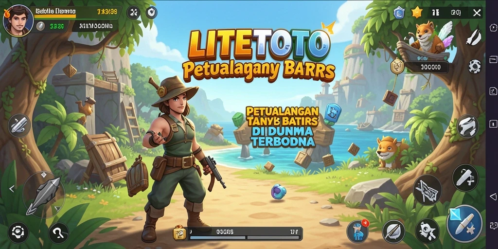 Screenshot gameplay LITETOTO menampilkan petualangan di dunia terbuka yang luas.
