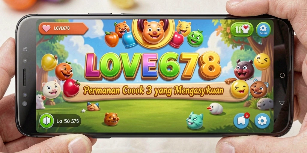 Screenshot utama LOVE678 yang menunjukkan gameplay Match-3 yang menarik.