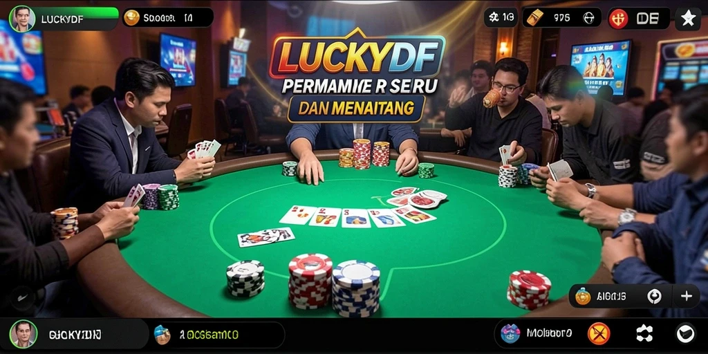 Screenshot LUCKYDF menampilkan pengalaman gameplay Poker yang mendebarkan.