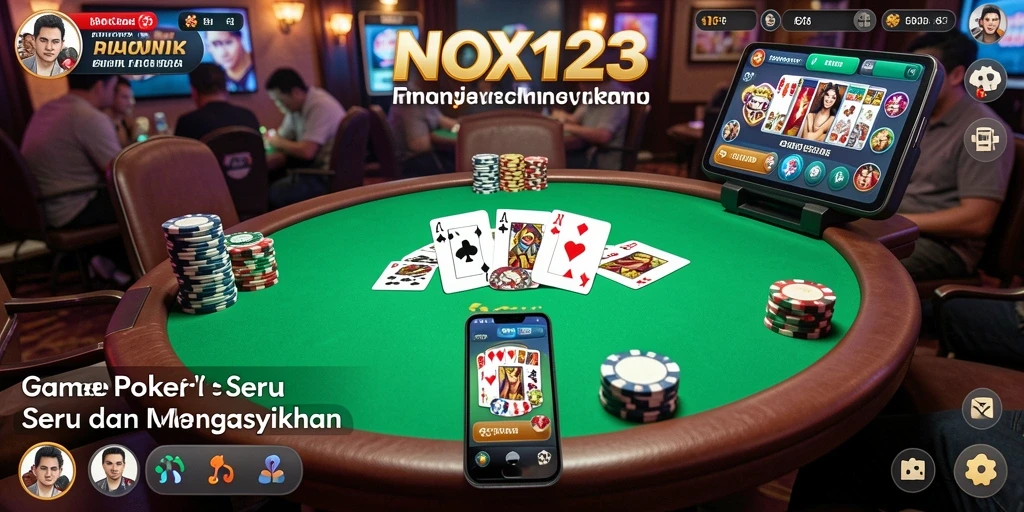 Screenshot gameplay NOX123 menunjukkan pemain bersaing dalam permainan Poker seru.