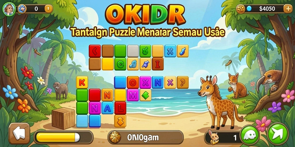 Screenshot gameplay <strong>OKIDR</strong> menampilkan berbagai teka-teki yang menantang.