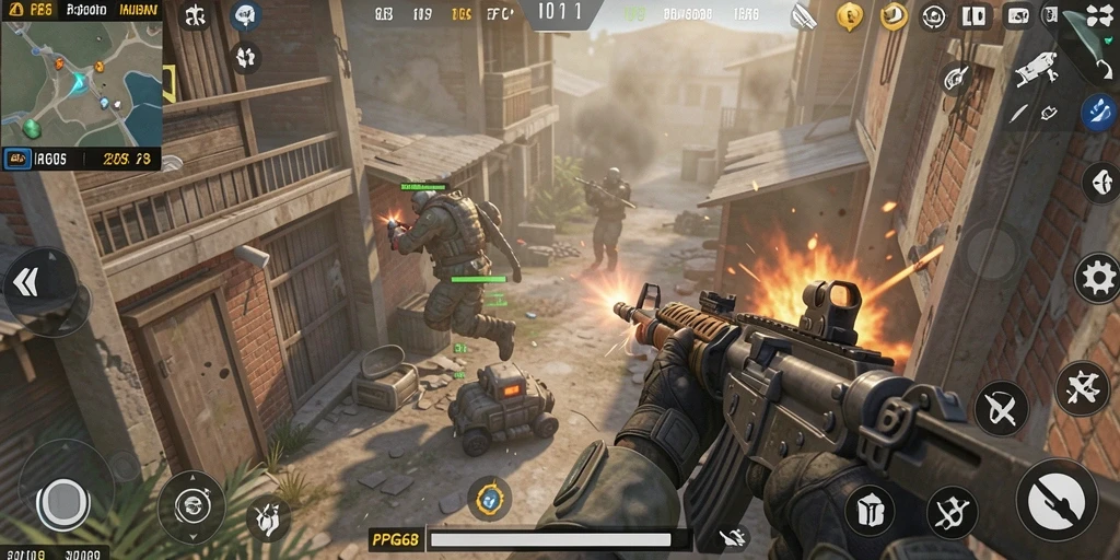 Screenshot PGG68 menampilkan aksi tembak-menembak yang seru dalam gameplay FPS.