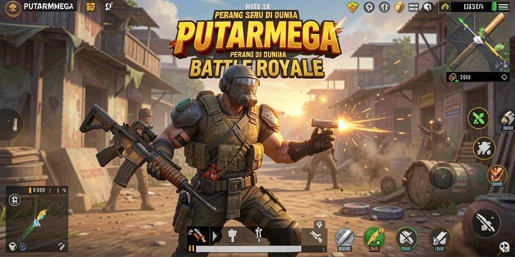 Tampilan menarik dari gameplay PUTARMEGA dalam pertarungan Battle Royale.
