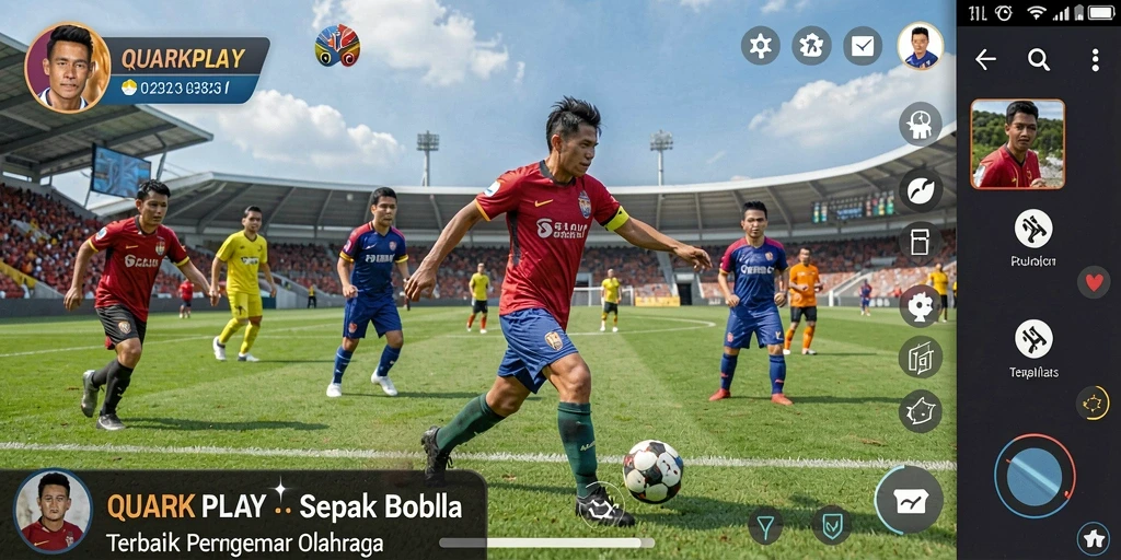 Gameplay intens dan seru dalam QUARKPLAY saat bertanding di lapangan.