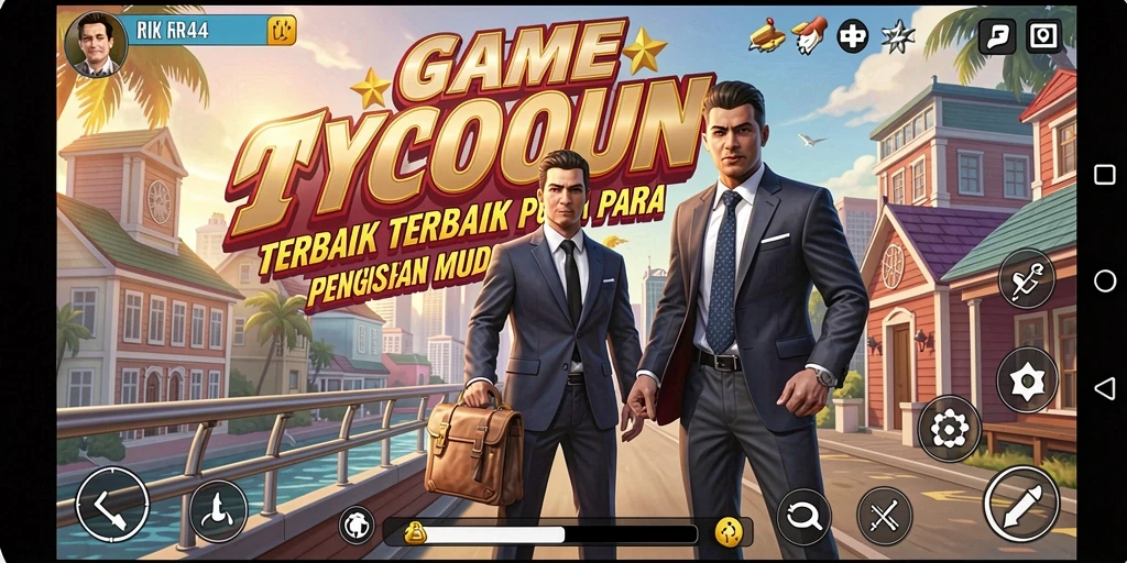 Screenshot permainan RR44 yang menunjukkan kerumitan strategi bisnis Tycoon.
