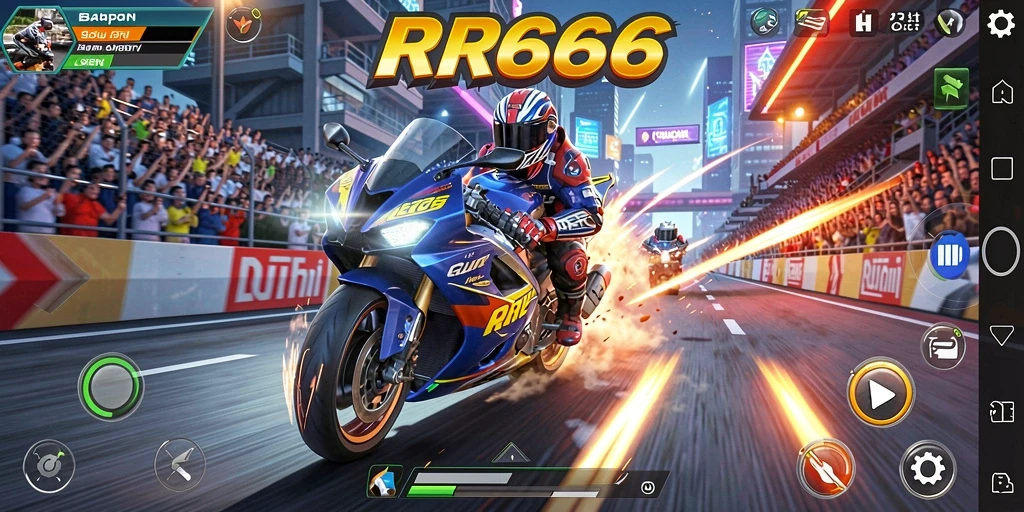 Tampilan gameplay balapan motor yang intens dan seru.