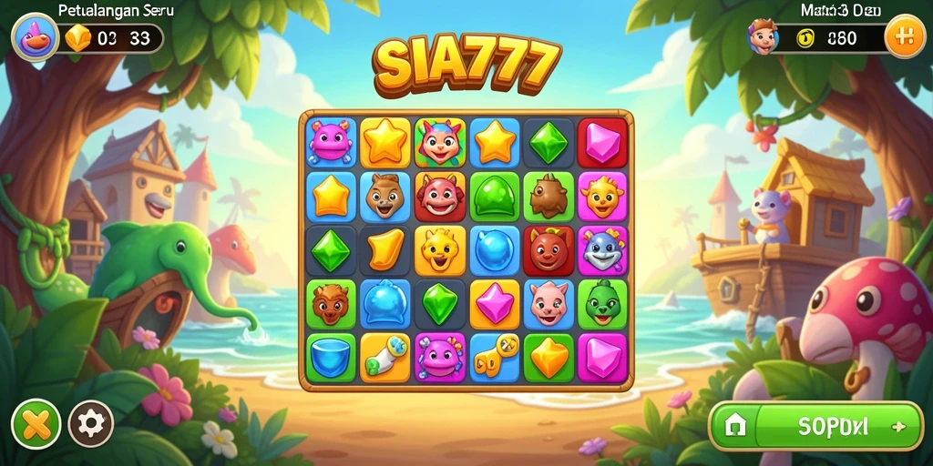 Gameplay seru SIA777 dalam Match-3 yang penuh warna.