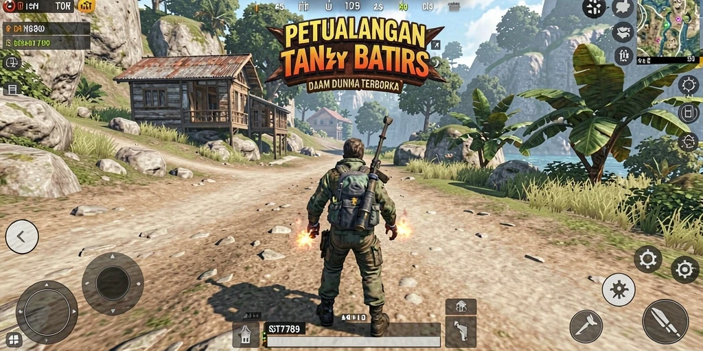 Tampilan gameplay ST789 di dunia terbuka yang penuh petualangan.