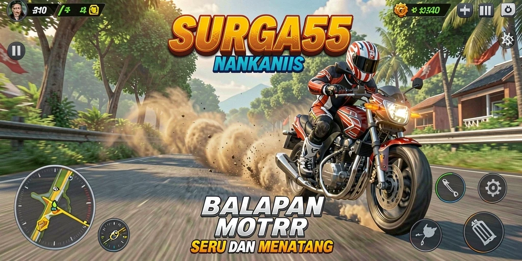 Gameplay balapan motor yang mendebarkan dan menantang.