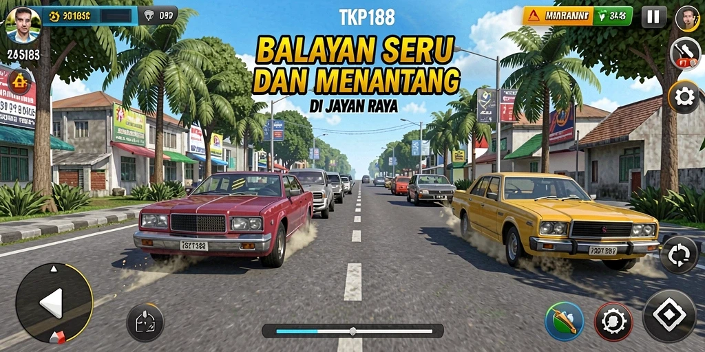 Tampilan balapan mendebarkan dalam gameplay TKP188.