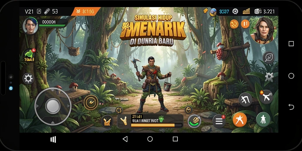 Tangkapan layar V21 dengan karakter sedang berinteraksi di dunia virtual.