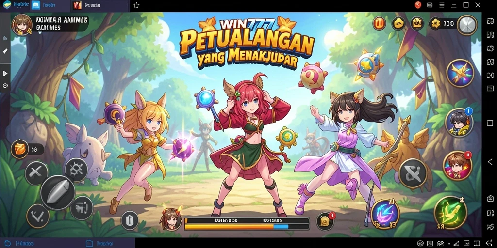 Screenshot gameplayWIN777 menunjukkan aksi karakter anime yang mengesankan.